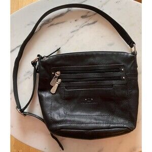 Stone Mountain Black Leather Hobo Crossbody Shoulder Bag Purse Buttery Soft